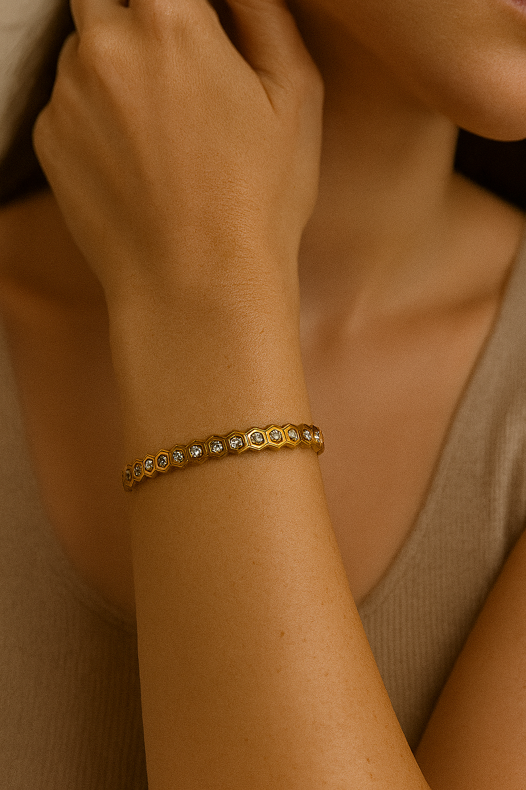 Honey Glow Thin Wrist Anti Tarnish Bracelet