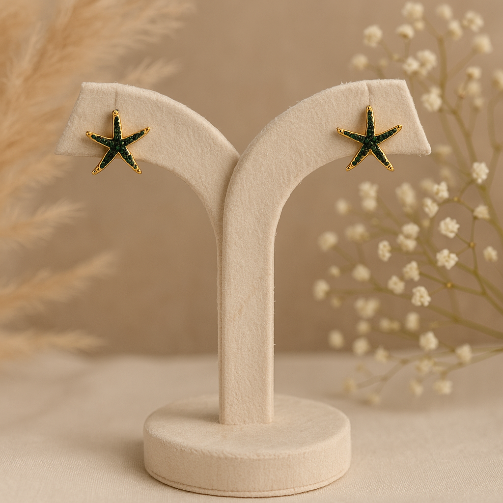 Star of the Sea – Emerald Anti Tarnish Earrings