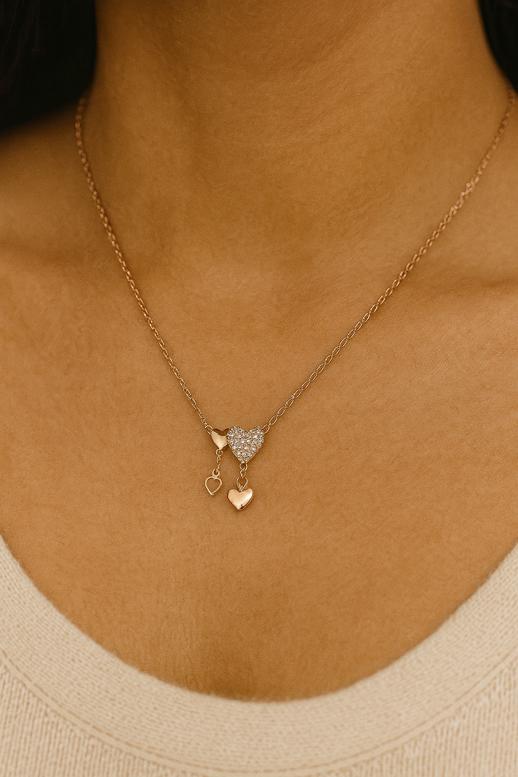 Petite Hearts Anti Tarnish Necklace