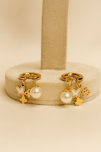 Petal Pearl Hoops Anti Tarnish Earrings