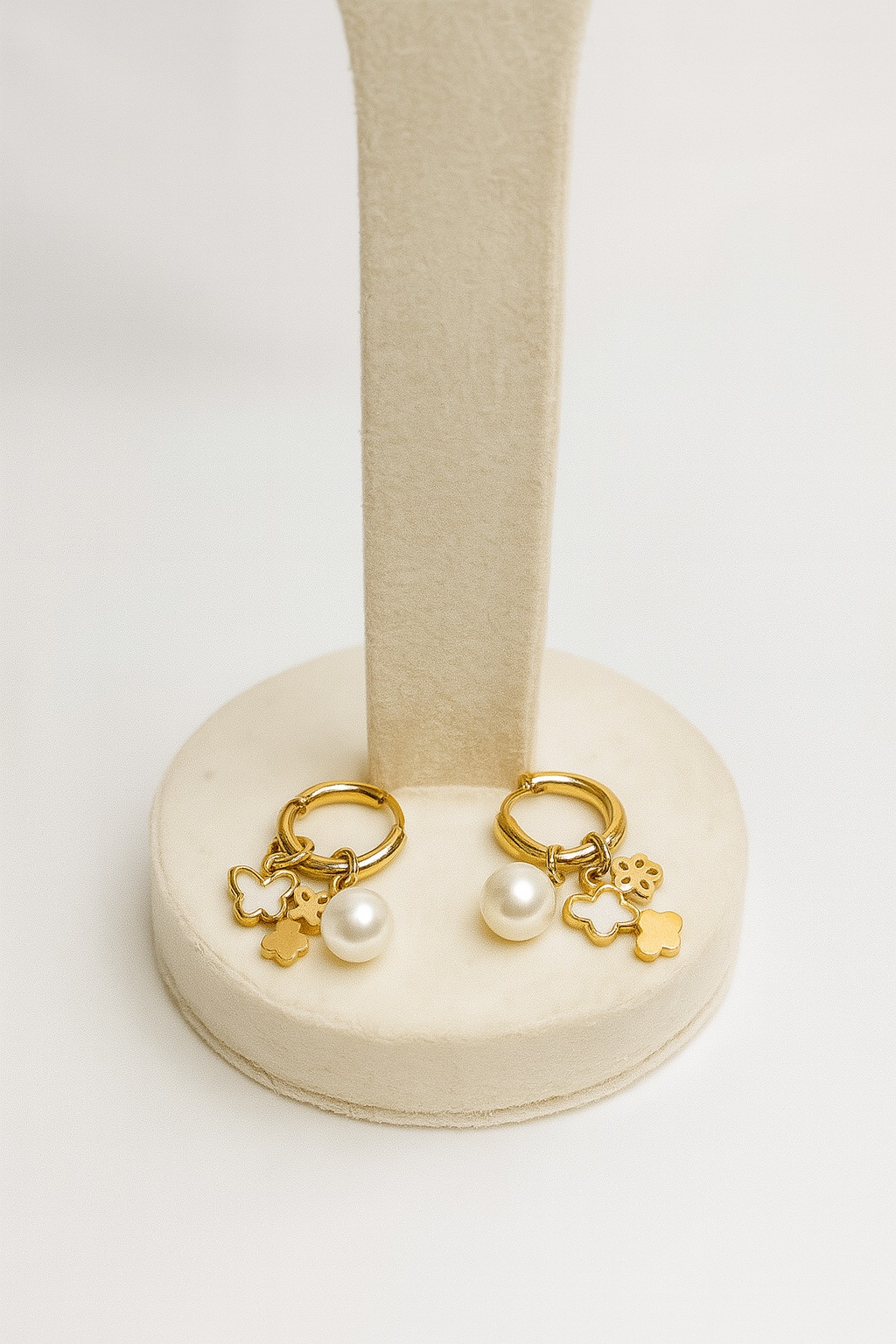 Petal Pearl Hoops Anti Tarnish Earrings