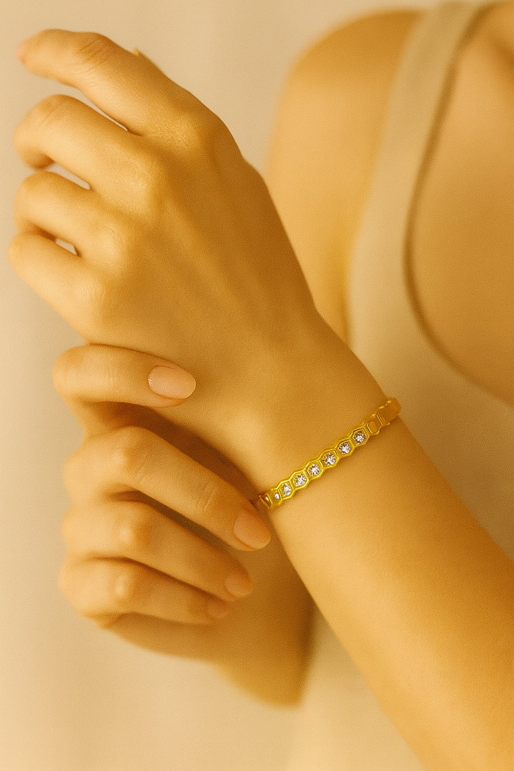 Honey Glow Thin Wrist Anti Tarnish Bracelet