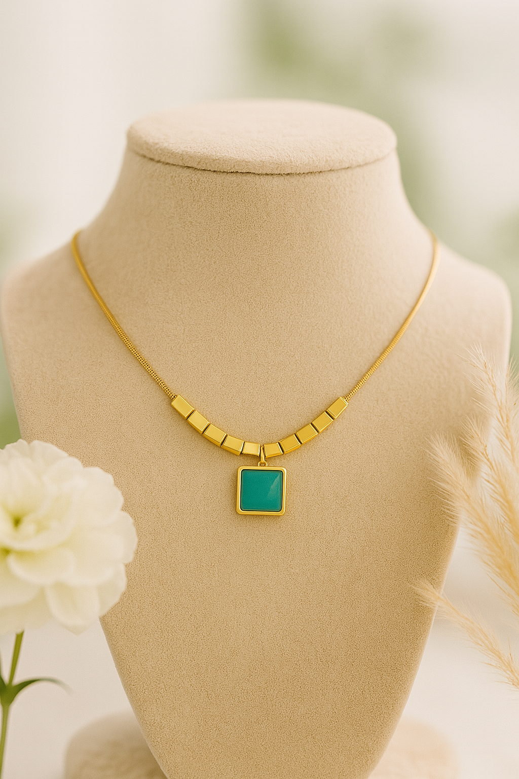 Emerald Charm Anti Tarnish Necklace