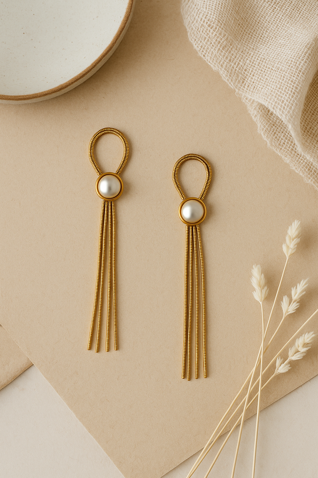 Golden Tassel Glow Anti Tarnish Earrings