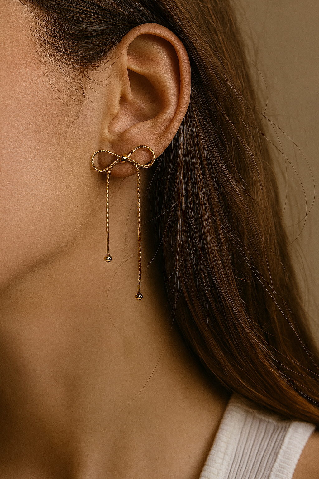 Ribbon Drops Anti Tarnish Earrings