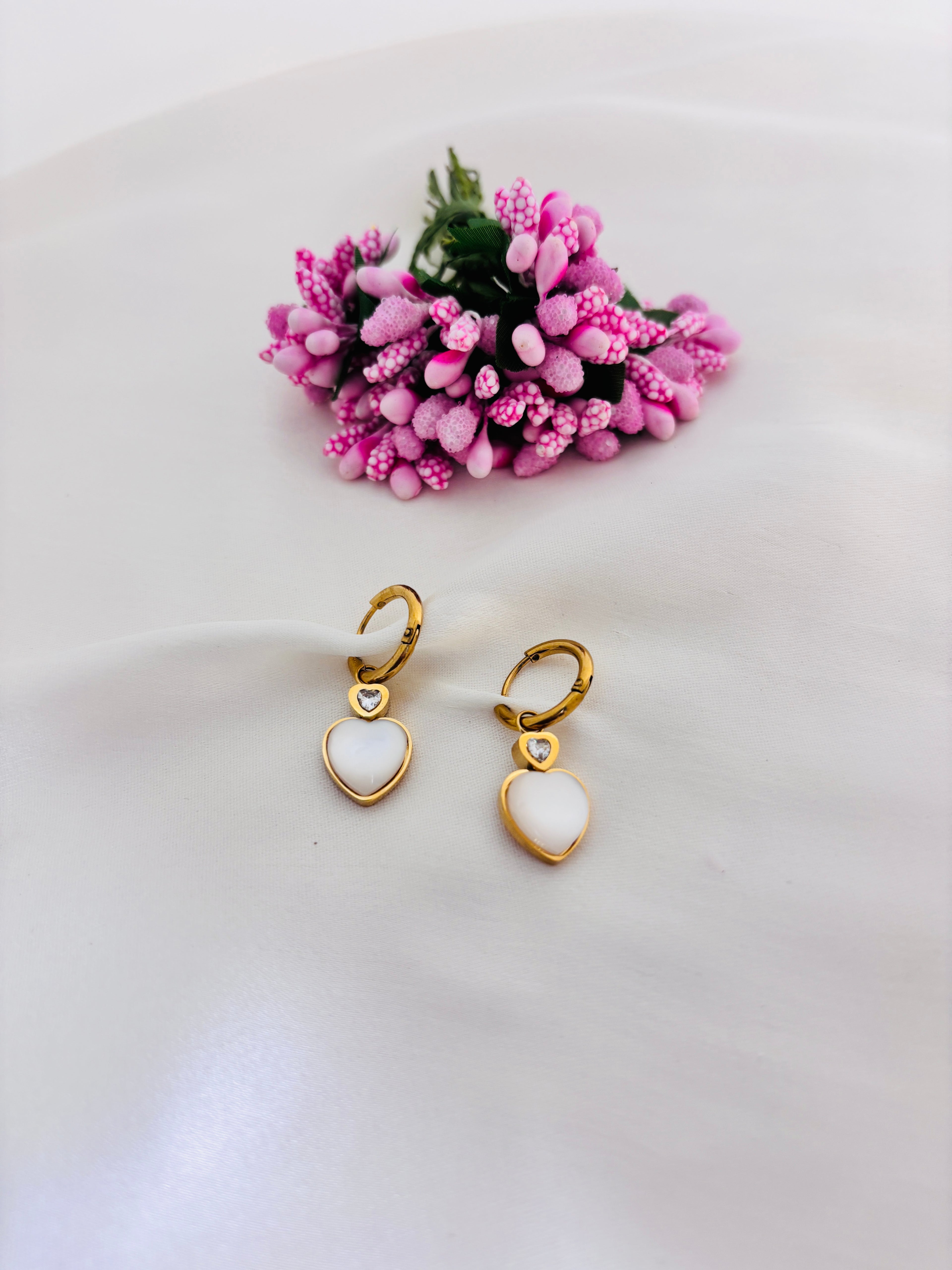 Ivory Heart Anti Tarnish Earrings