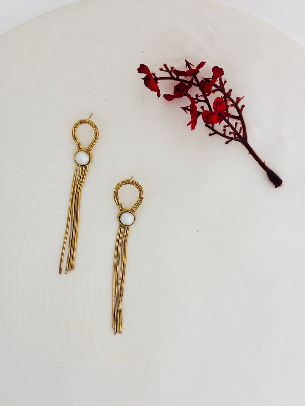 Golden Tassel Glow Anti Tarnish Earrings
