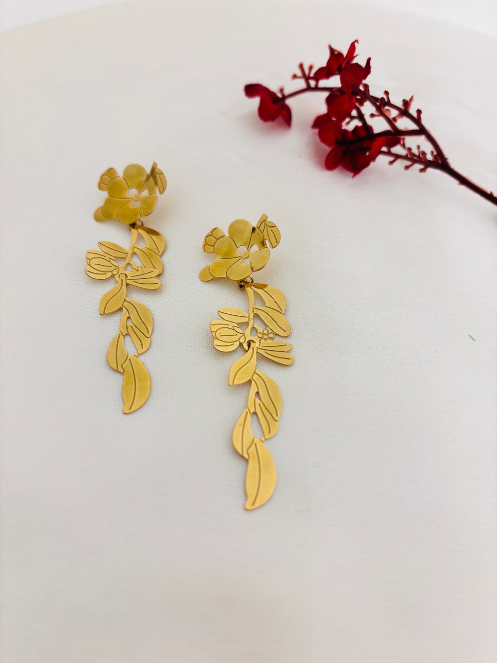 Golden Vine Anti Tarnish Earrings