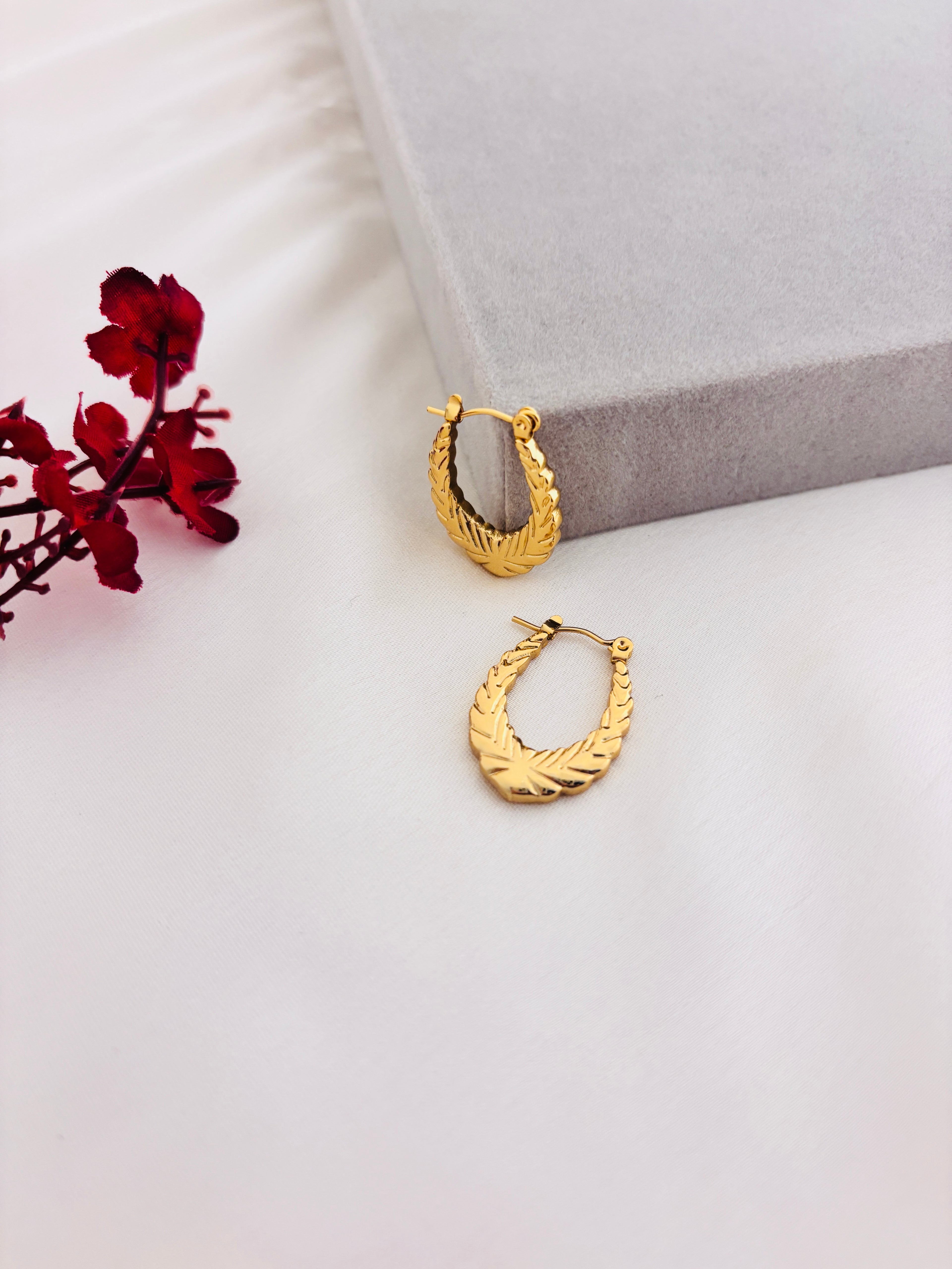 Golden Laurel Hoops