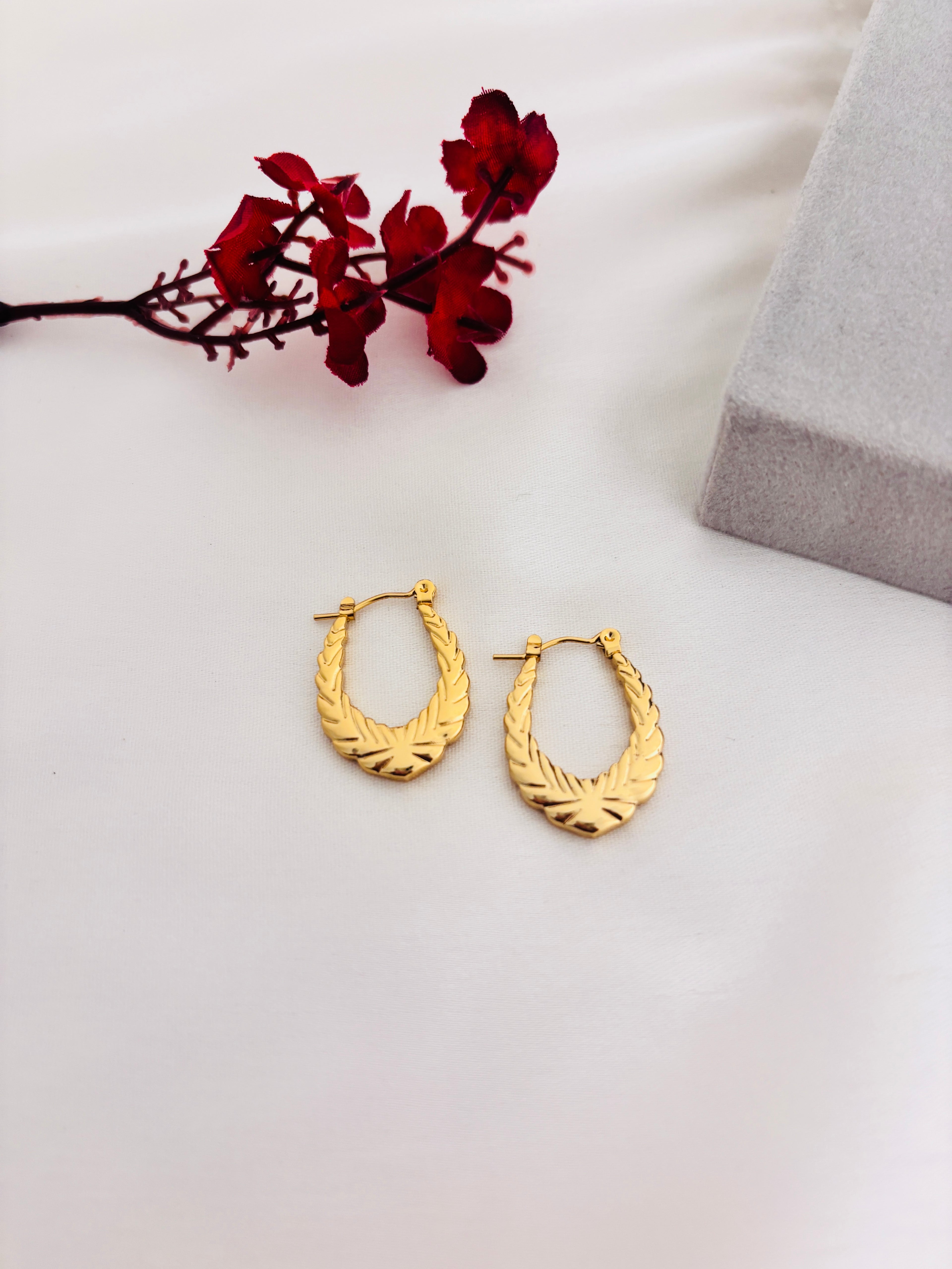 Golden Laurel Hoops