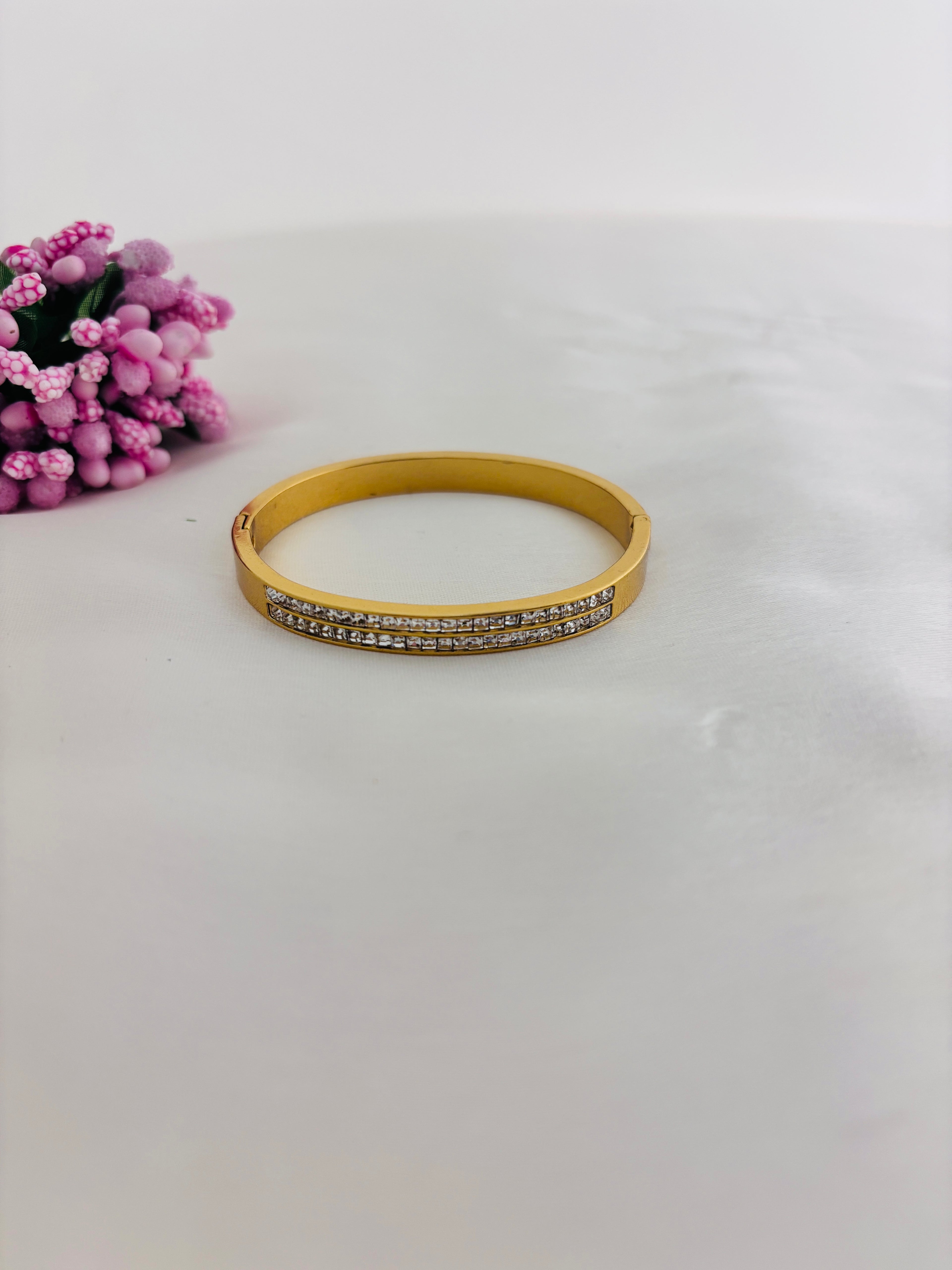 Duo Dazzle Thin Wrist Anti Tarnish Bracelet