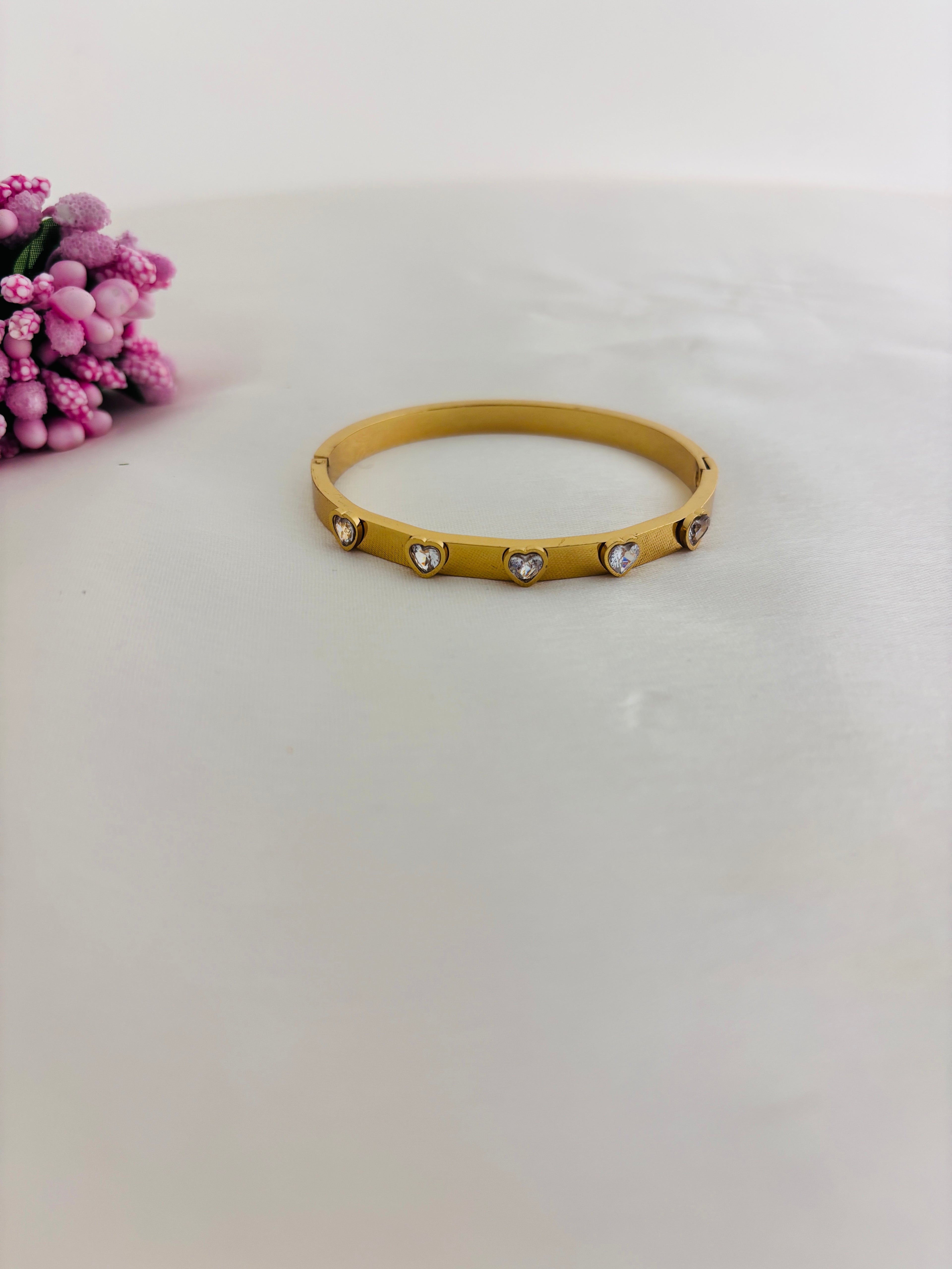 Eterna Hearts Thin Wrist Anti Tarnish Bracelet