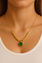 Emerald Charm Anti Tarnish Necklace