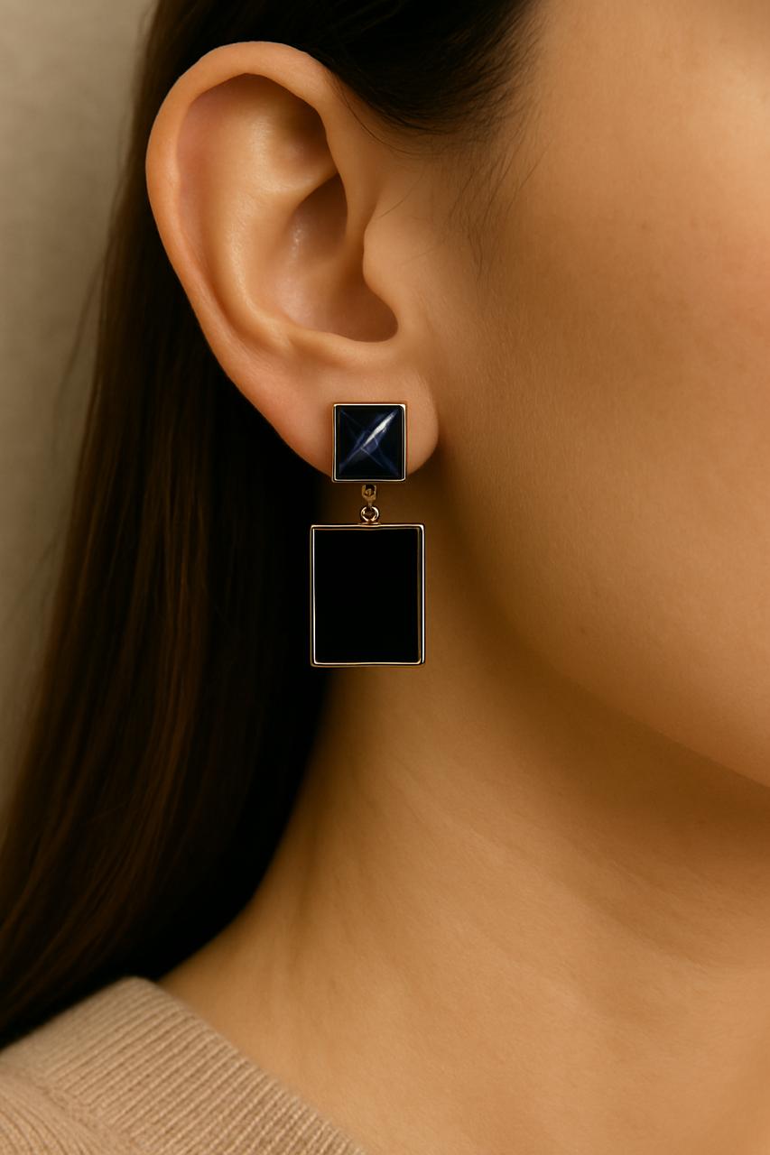 Black Bar Anti Tarnish Earrings