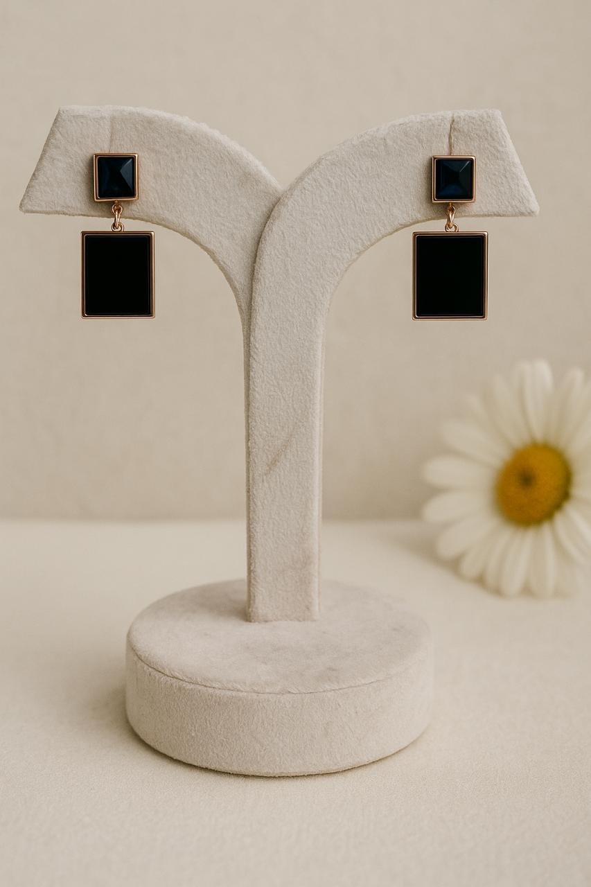 Black Bar Anti Tarnish Earrings